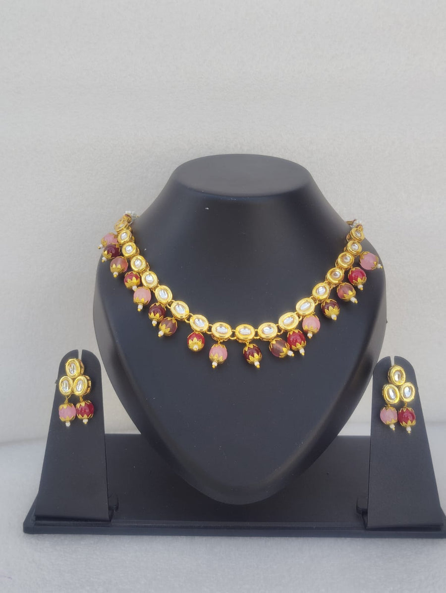 multi  colored pearl kundan neclace