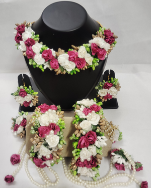 multi color floral necklace set