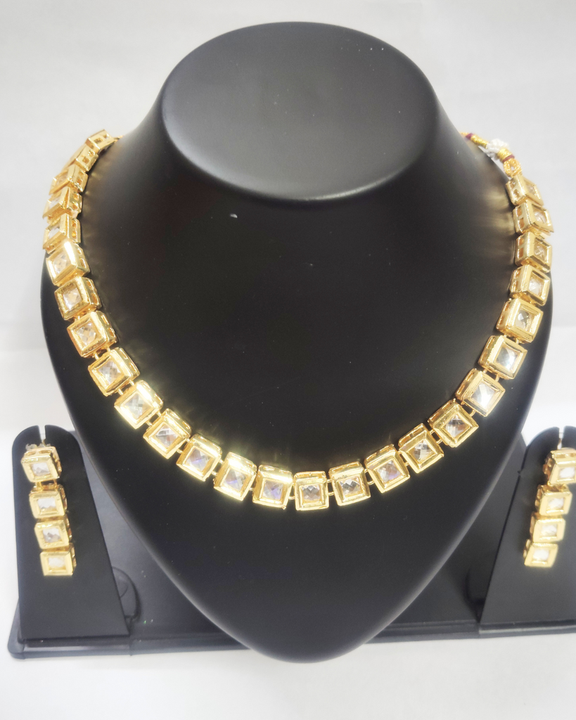 square Kundan necklace
