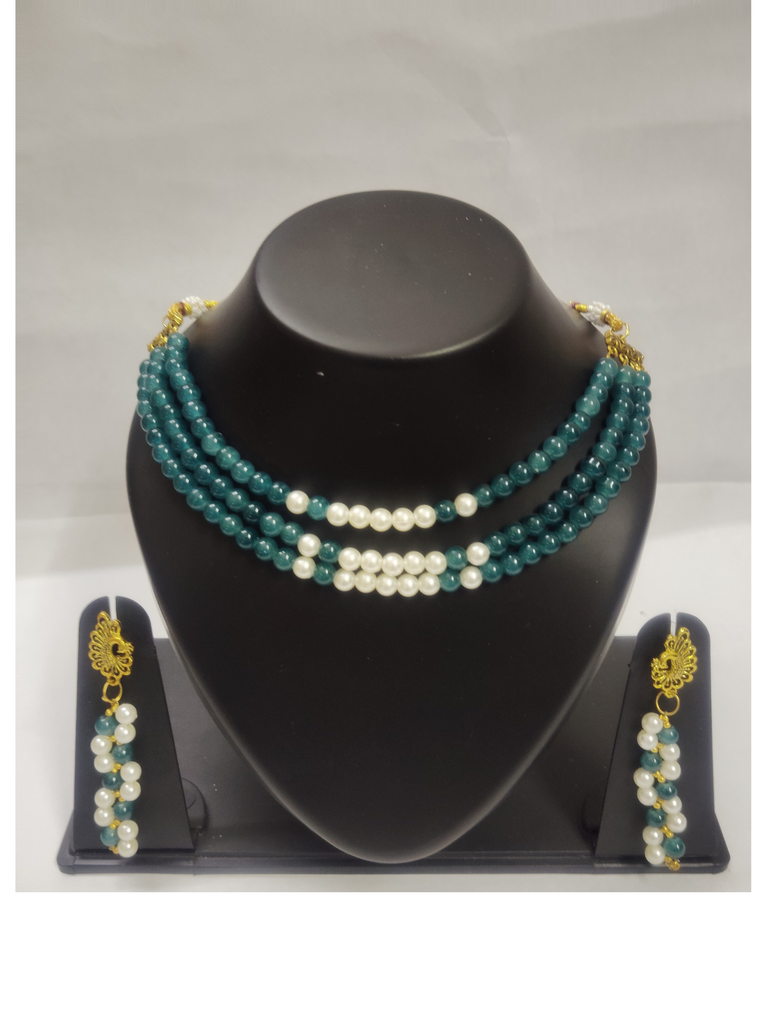 multicolored three layered beaded necklace